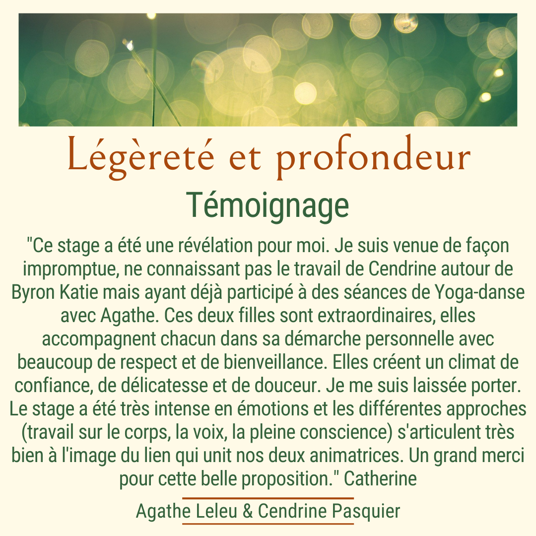 stage yoga danse Byron Katie stage yoga danse Byron Katie